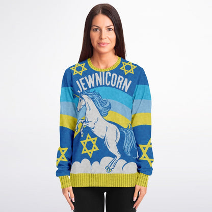 Jewnicorn Ugly Christmas Sweater (Sweatshirt) - Funny Jewish Unicorn Xmas Shirt