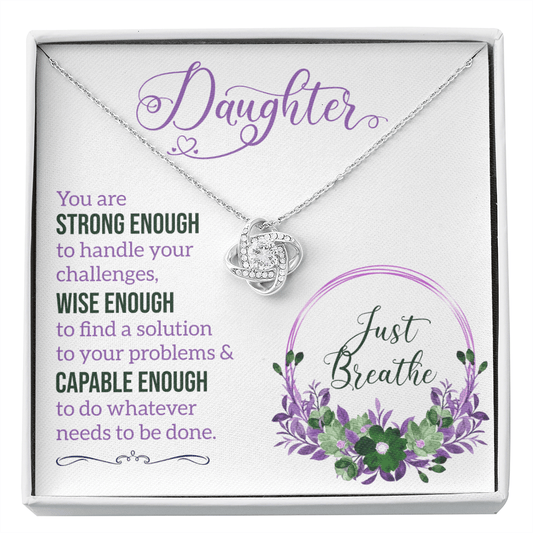 Just Breathe Daughter Gift - Motivational Jewelry Gift for Daughter Birthday - Necklace for Daughter from Parents