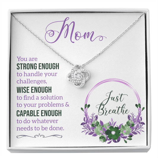 Just Breathe Mom Gift - Motivational Jewelry Gift for Mother's Day - Necklace to Mom from Daughter