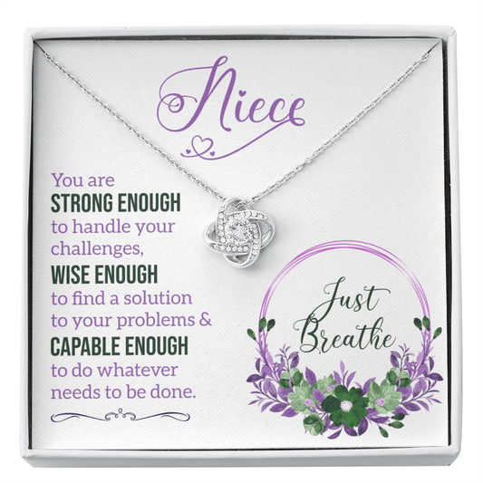 Just Breathe Niece Gift - Motivational Jewelry Gift for Niece Birthday - Necklace to Niece from Aunt