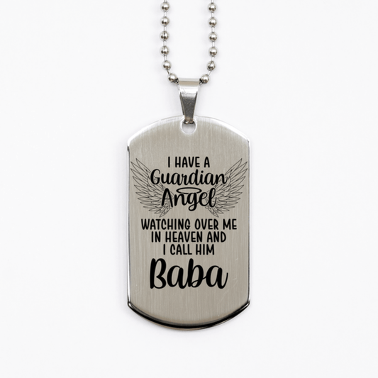 Memorial Baba Silver Dog Tag Necklace, Guardian Angel Baba Gift, Loss of Baba, Baba Death, Sympathy Gift