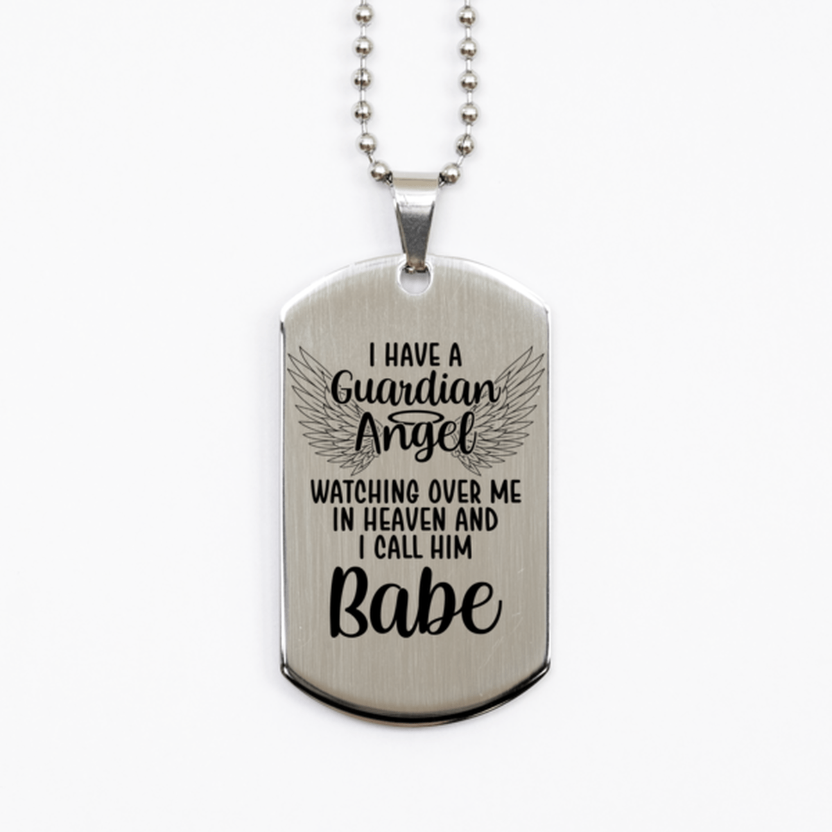Memorial Babe Silver Dog Tag Necklace, Guardian Angel Babe Gift, Loss of Babe, Babe Death, Sympathy Gift