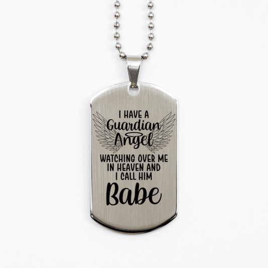 Memorial Babe Silver Dog Tag Necklace, Guardian Angel Babe Gift, Loss of Babe, Babe Death, Sympathy Gift