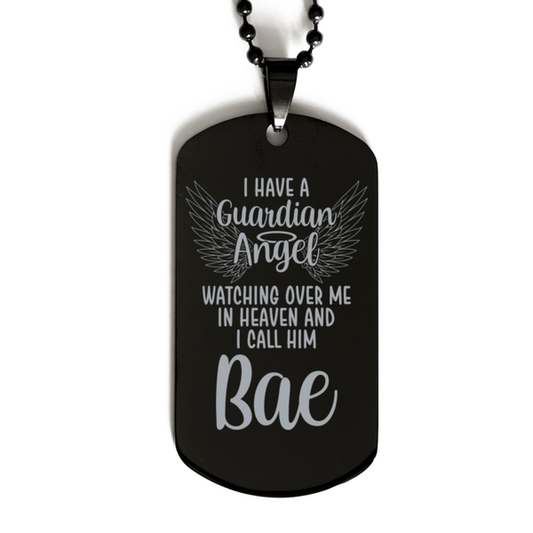 Memorial Bae Black Dog Tag Necklace, Guardian Angel Bae Gift, Loss of Bae, Bae Death, Sympathy Gift