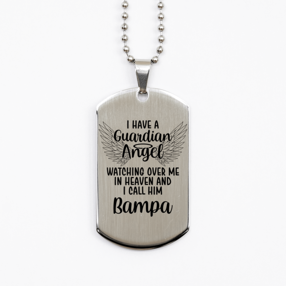 Memorial Bampa Silver Dog Tag Necklace, Guardian Angel Bampa Gift, Loss of Bampa, Bampa Death, Sympathy Gift