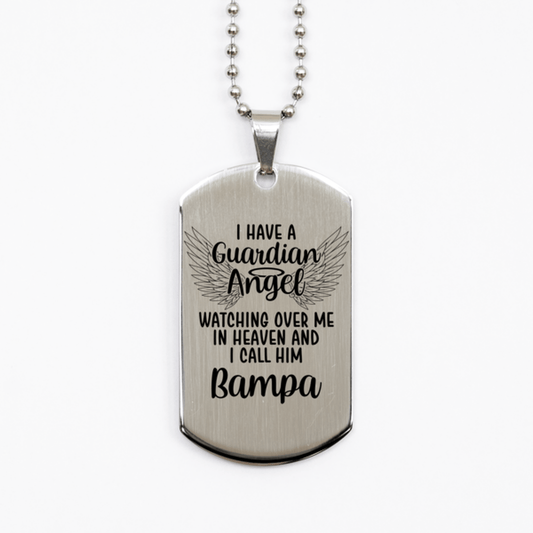 Memorial Bampa Silver Dog Tag Necklace, Guardian Angel Bampa Gift, Loss of Bampa, Bampa Death, Sympathy Gift