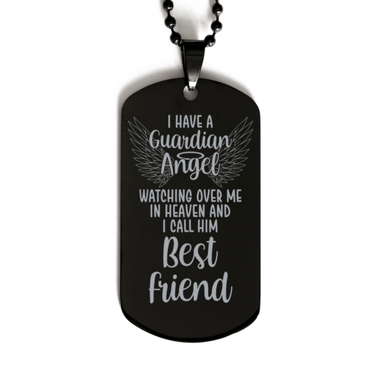 Memorial Best Friend Black Dog Tag Necklace, Guardian Angel Best Friend Gift, Loss of Best Friend, Best Friend Death, Sympathy Gift