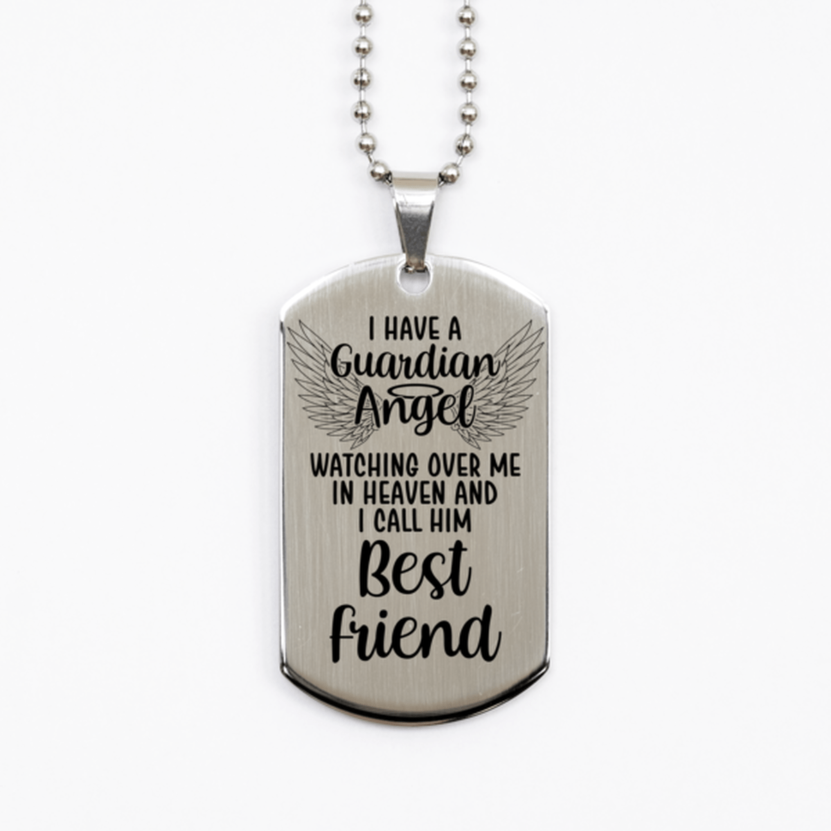 Memorial Best Friend Silver Dog Tag Necklace, Guardian Angel Best Friend Gift, Loss of Best Friend, Best Friend Death, Sympathy Gift