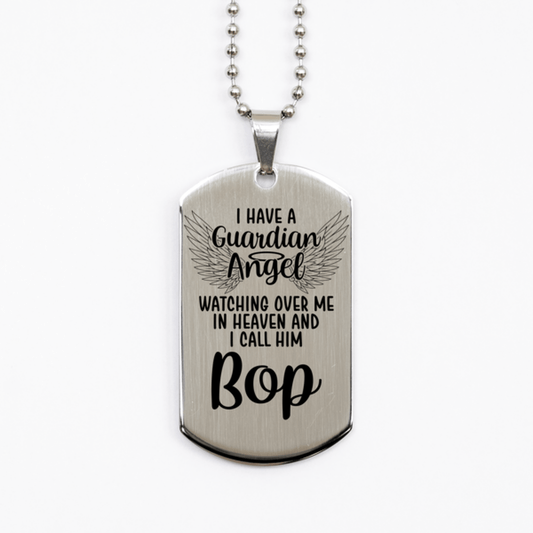 Memorial Bop Silver Dog Tag Necklace, Guardian Angel Bop Gift, Loss of Bop, Bop Death, Sympathy Gift
