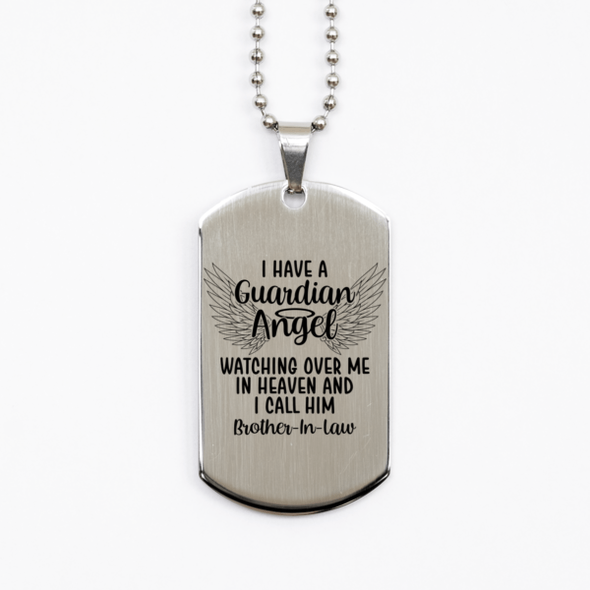 Memorial Brother-In-Law Silver Dog Tag Necklace, Guardian Angel Brother-In-Law Gift, Loss of Brother-In-Law, Brother-In-Law Death, Sympathy Gift