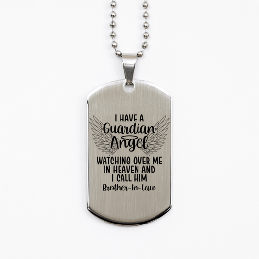 Memorial Brother-In-Law Silver Dog Tag Necklace, Guardian Angel Brother-In-Law Gift, Loss of Brother-In-Law, Brother-In-Law Death, Sympathy Gift