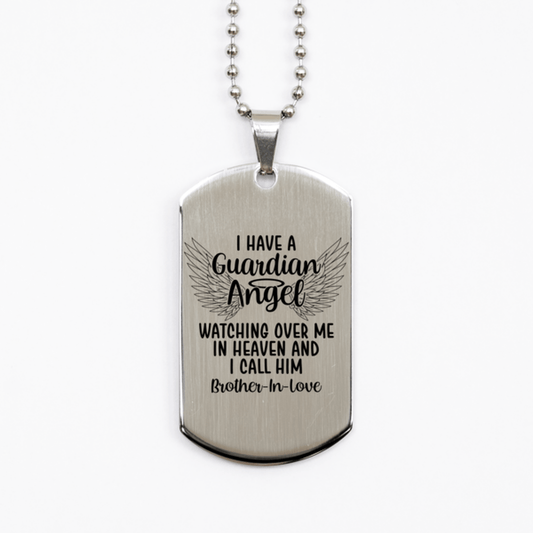 Memorial Brother-In-Love Silver Dog Tag Necklace, Guardian Angel Brother-In-Love Gift, Loss of Brother-In-Love, Brother-In-Love Death, Sympathy Gift