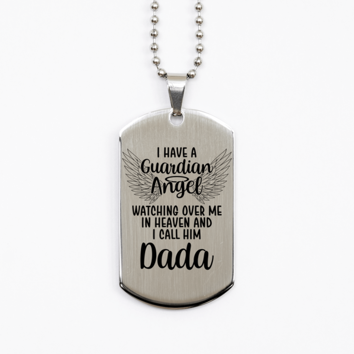 Memorial Dada Silver Dog Tag Necklace, Guardian Angel Dada Gift, Loss of Dada, Dada Death, Sympathy Gift