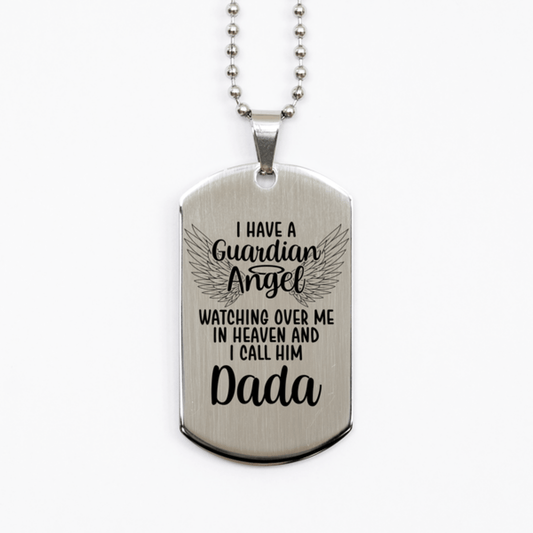 Memorial Dada Silver Dog Tag Necklace, Guardian Angel Dada Gift, Loss of Dada, Dada Death, Sympathy Gift