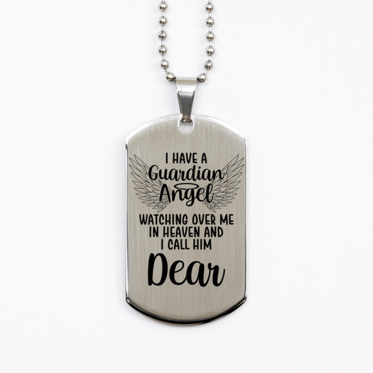 Memorial Dear Silver Dog Tag Necklace, Guardian Angel Dear Gift, Loss of Dear, Dear Death, Sympathy Gift