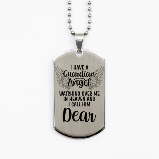 Memorial Dear Silver Dog Tag Necklace, Guardian Angel Dear Gift, Loss of Dear, Dear Death, Sympathy Gift