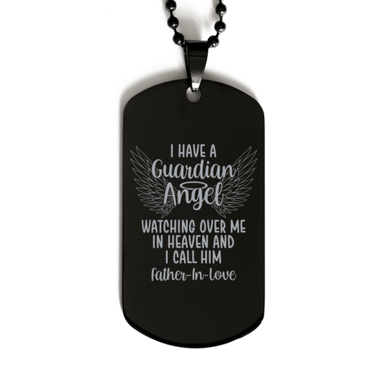 Memorial Father-In-Love Black Dog Tag Necklace, Guardian Angel Father-In-Love Gift, Loss of Father-In-Love, Father-In-Love Death, Sympathy Gift