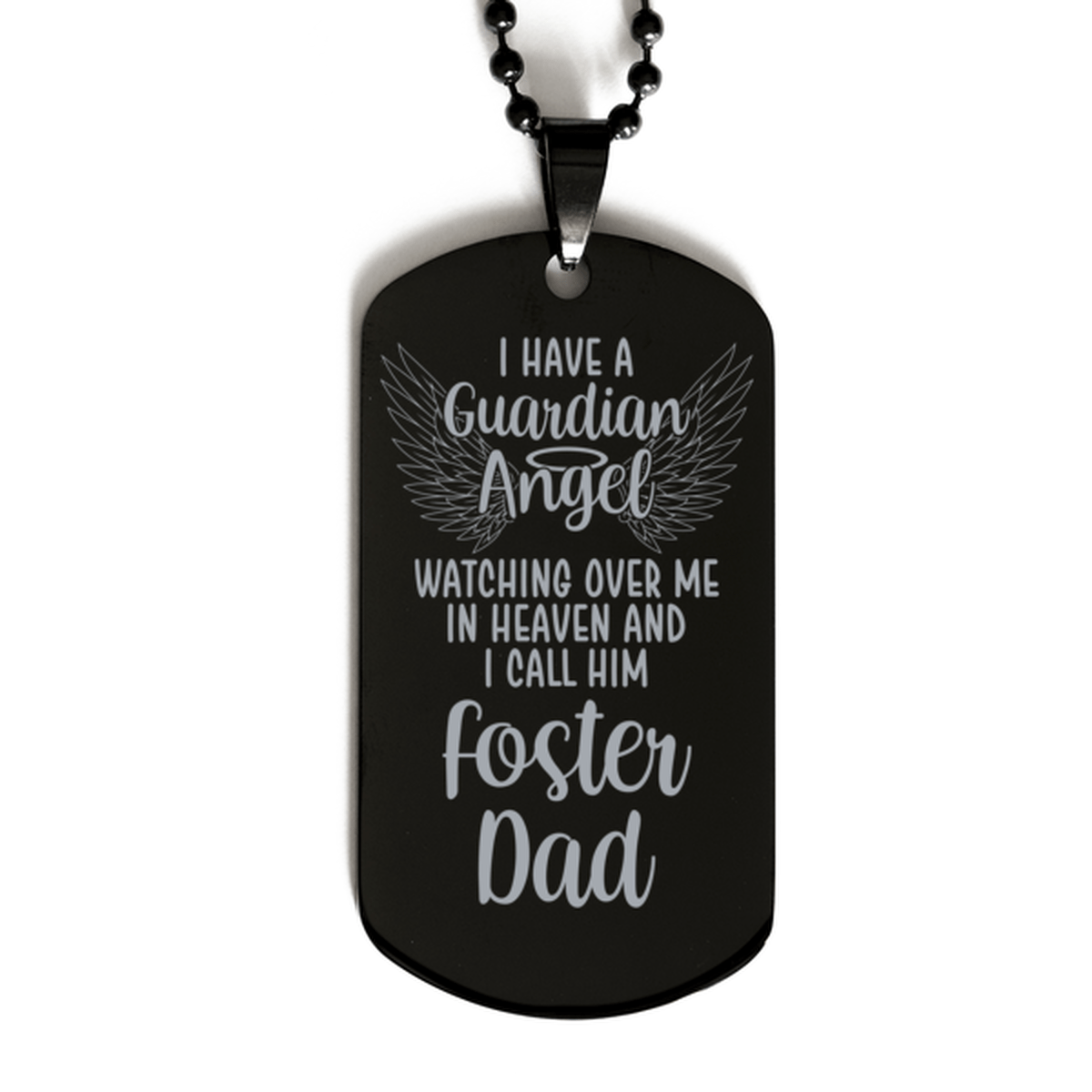 Memorial Foster Dad Black Dog Tag Necklace, Guardian Angel Foster Dad Gift, Loss of Foster Dad, Foster Dad Death, Sympathy Gift