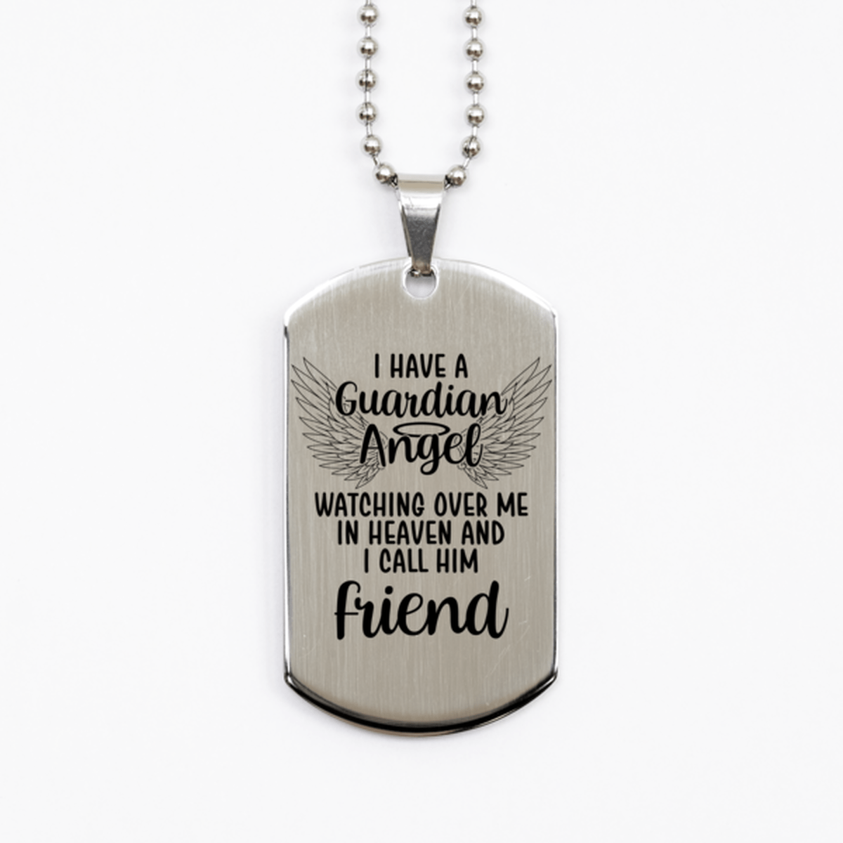 Memorial Friend Silver Dog Tag Necklace, Guardian Angel Friend Gift, Loss of Friend, Friend Death, Sympathy Gift