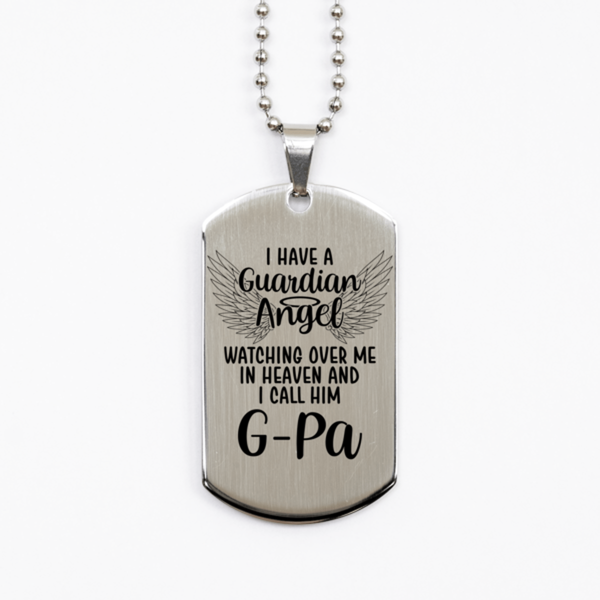 Memorial G-Pa Silver Dog Tag Necklace, Guardian Angel G-Pa Gift, Loss of G-Pa, G-Pa Death, Sympathy Gift