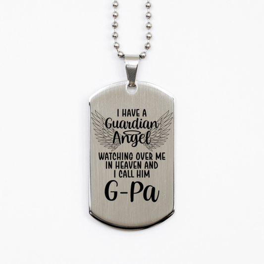 Memorial G-Pa Silver Dog Tag Necklace, Guardian Angel G-Pa Gift, Loss of G-Pa, G-Pa Death, Sympathy Gift
