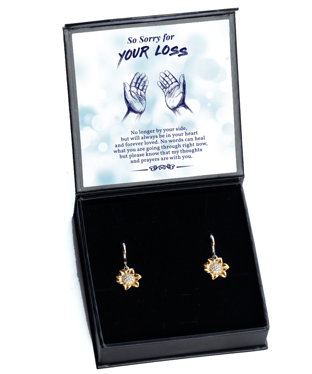 Memorial Gifts - So Sorry for Your Loss - Sunflower Earrings for Bereavement, Sympathy, Condolences - Jewelry Gift for Grief After Death