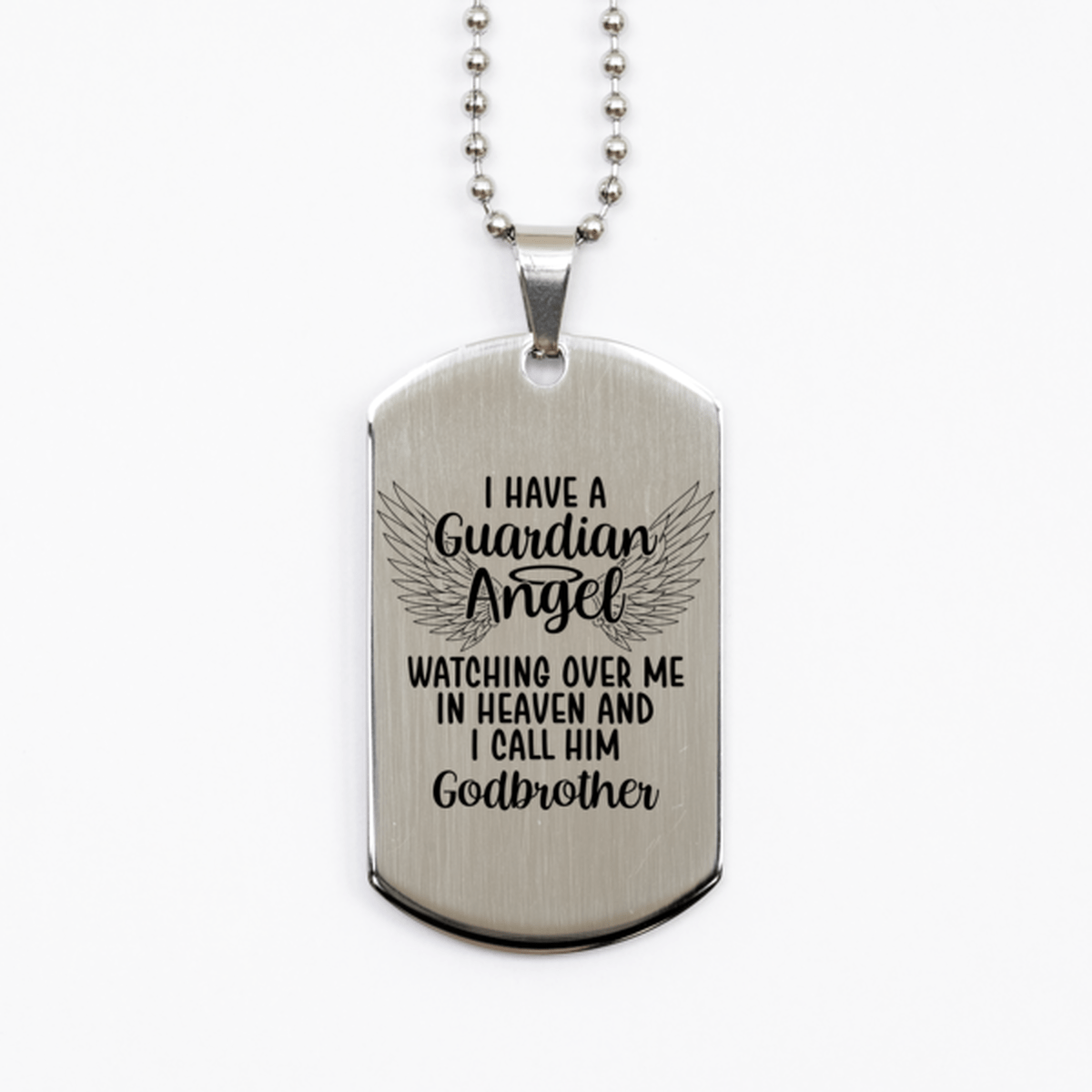 Memorial Godbrother Silver Dog Tag Necklace, Guardian Angel Godbrother Gift, Loss of Godbrother, Godbrother Death, Sympathy Gift