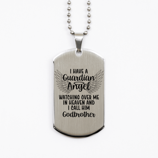 Memorial Godbrother Silver Dog Tag Necklace, Guardian Angel Godbrother Gift, Loss of Godbrother, Godbrother Death, Sympathy Gift