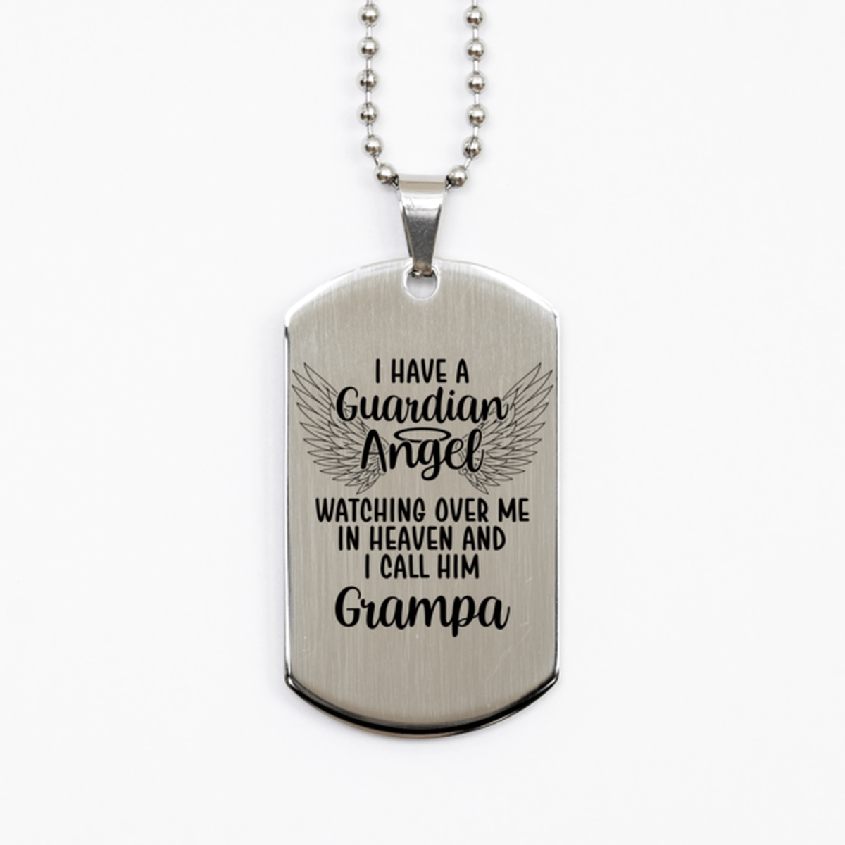 Memorial Grampa Silver Dog Tag Necklace, Guardian Angel Grampa Gift, Loss of Grampa, Grampa Death, Sympathy Gift