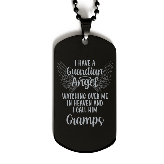 Memorial Gramps Black Dog Tag Necklace, Guardian Angel Gramps Gift, Loss of Gramps, Gramps Death, Sympathy Gift