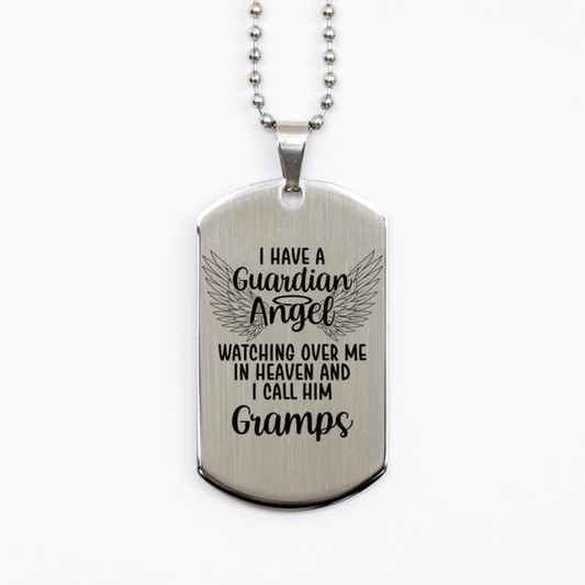 Memorial Gramps Silver Dog Tag Necklace, Guardian Angel Gramps Gift, Loss of Gramps, Gramps Death, Sympathy Gift