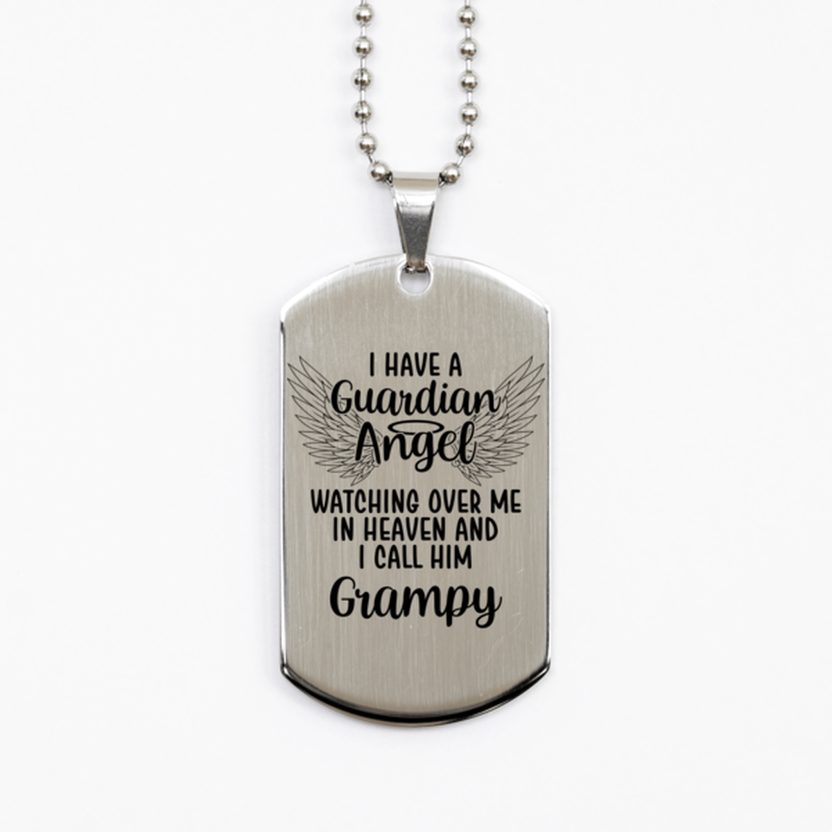 Memorial Grampy Silver Dog Tag Necklace, Guardian Angel Grampy Gift, Loss of Grampy, Grampy Death, Sympathy Gift