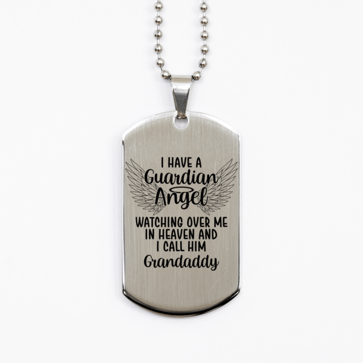 Memorial Grandaddy Silver Dog Tag Necklace, Guardian Angel Grandaddy Gift, Loss of Grandaddy, Grandaddy Death, Sympathy Gift