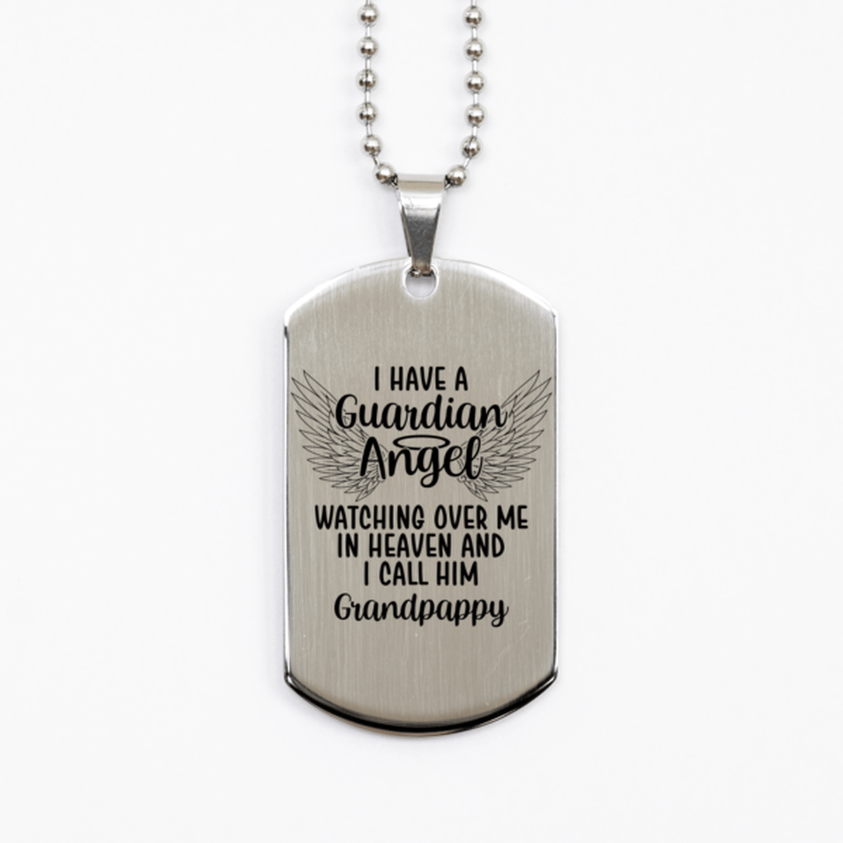 Memorial Grandpappy Silver Dog Tag Necklace, Guardian Angel Grandpappy Gift, Loss of Grandpappy, Grandpappy Death, Sympathy Gift