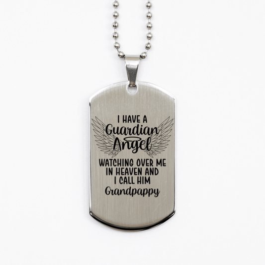 Memorial Grandpappy Silver Dog Tag Necklace, Guardian Angel Grandpappy Gift, Loss of Grandpappy, Grandpappy Death, Sympathy Gift