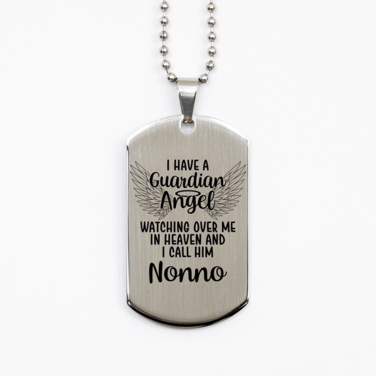 Memorial Nonno Silver Dog Tag Necklace, Guardian Angel Nonno Gift, Loss of Nonno, Nonno Death, Sympathy Gift
