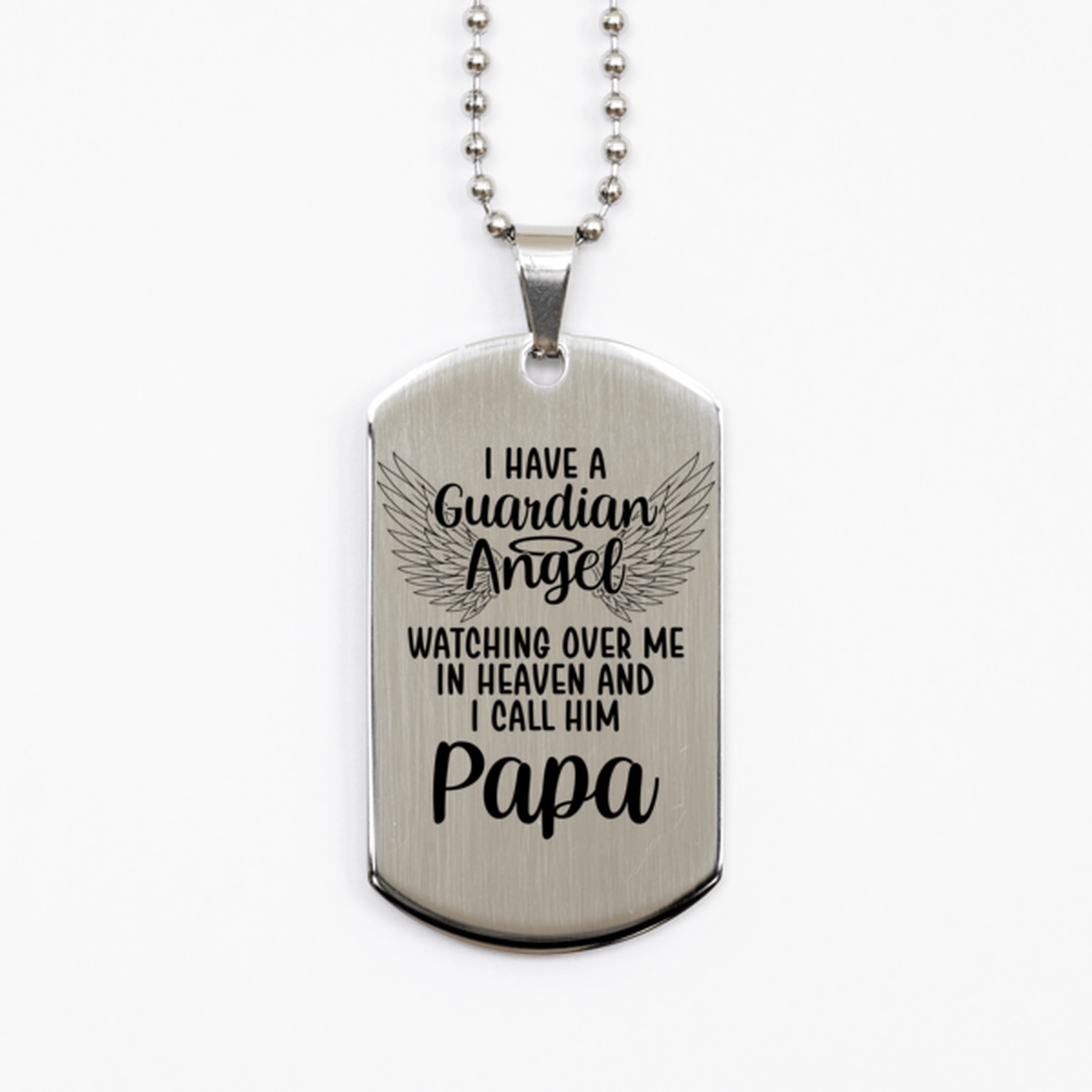 Memorial Papa Silver Dog Tag Necklace, Guardian Angel Papa Gift, Loss of Papa, Papa Death, Sympathy Gift