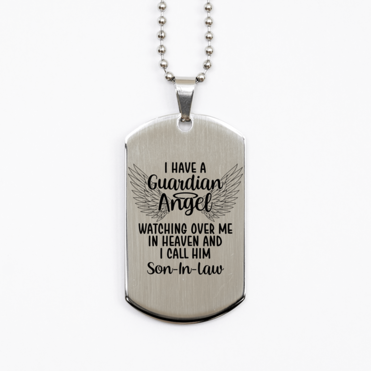 Memorial Son-In-Law Silver Dog Tag Necklace, Guardian Angel Son-In-Law Gift, Loss of Son-In-Law, Son-In-Law Death, Sympathy Gift