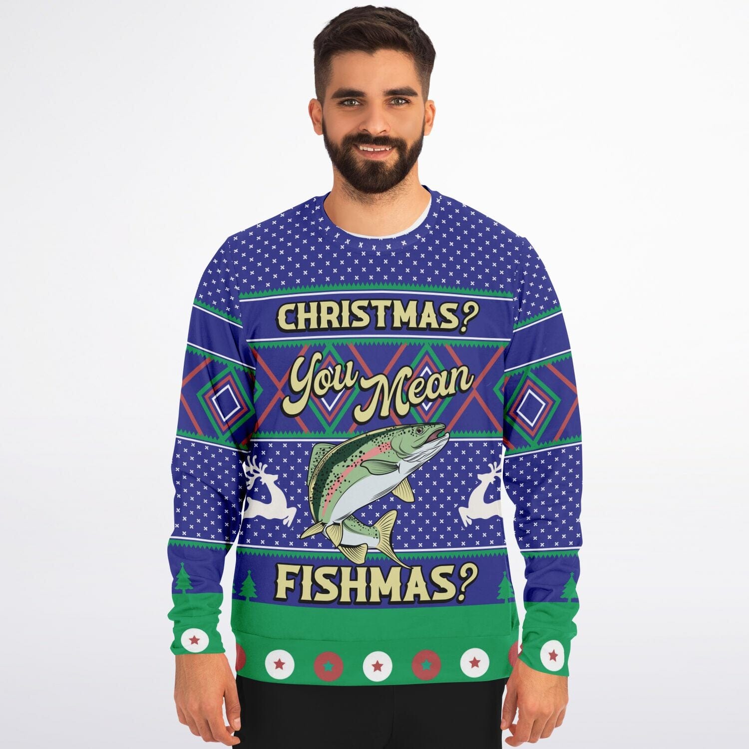 Merry Fishmas - Funny Fisherman Fisher Ugly Christmas Sweater (Sweatshirt)