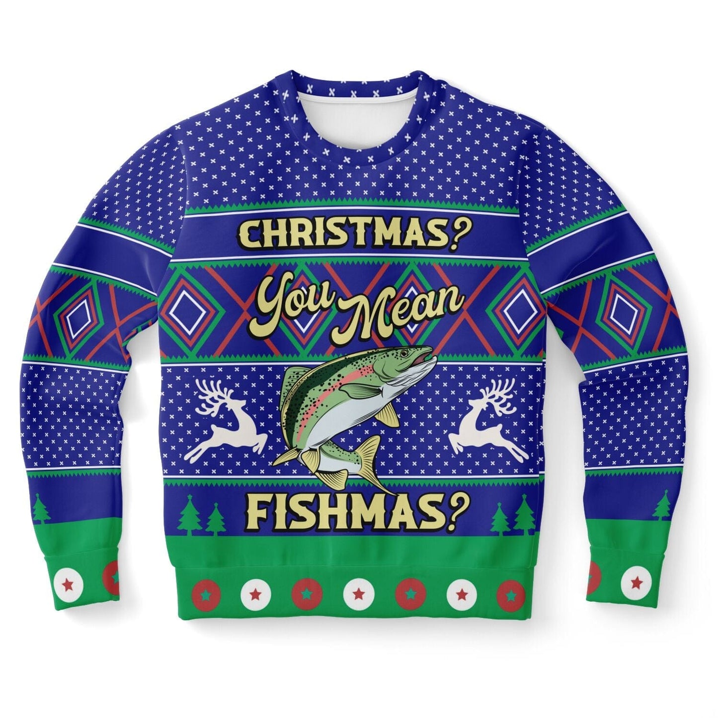 Merry Fishmas - Funny Fisherman Fisher Ugly Christmas Sweater (Sweatshirt) XS