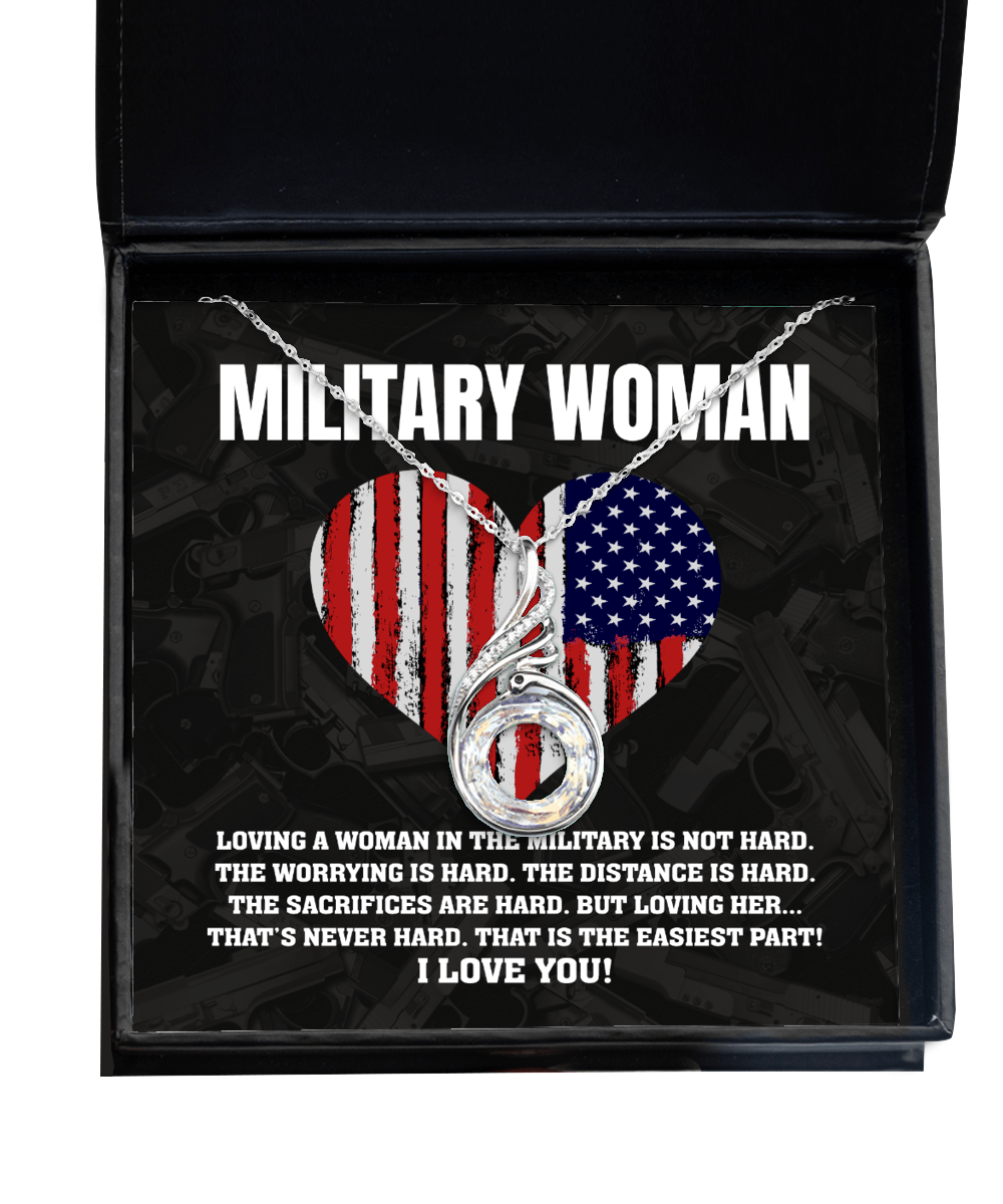 Military Woman Gifts - Loving You Is Easy - Phoenix Necklace for Anniversary, Birthday, Christmas - Jewelry Gift for Vet Wife, Girlfriend, Fiancee