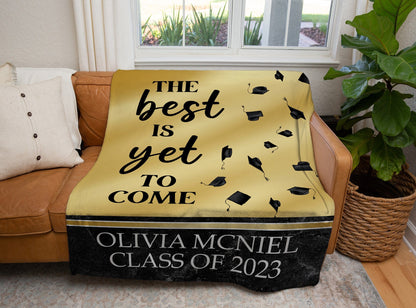 Personalized Graduation Blanket - The Best Is Yet to Come - Custom Name Class of 2023