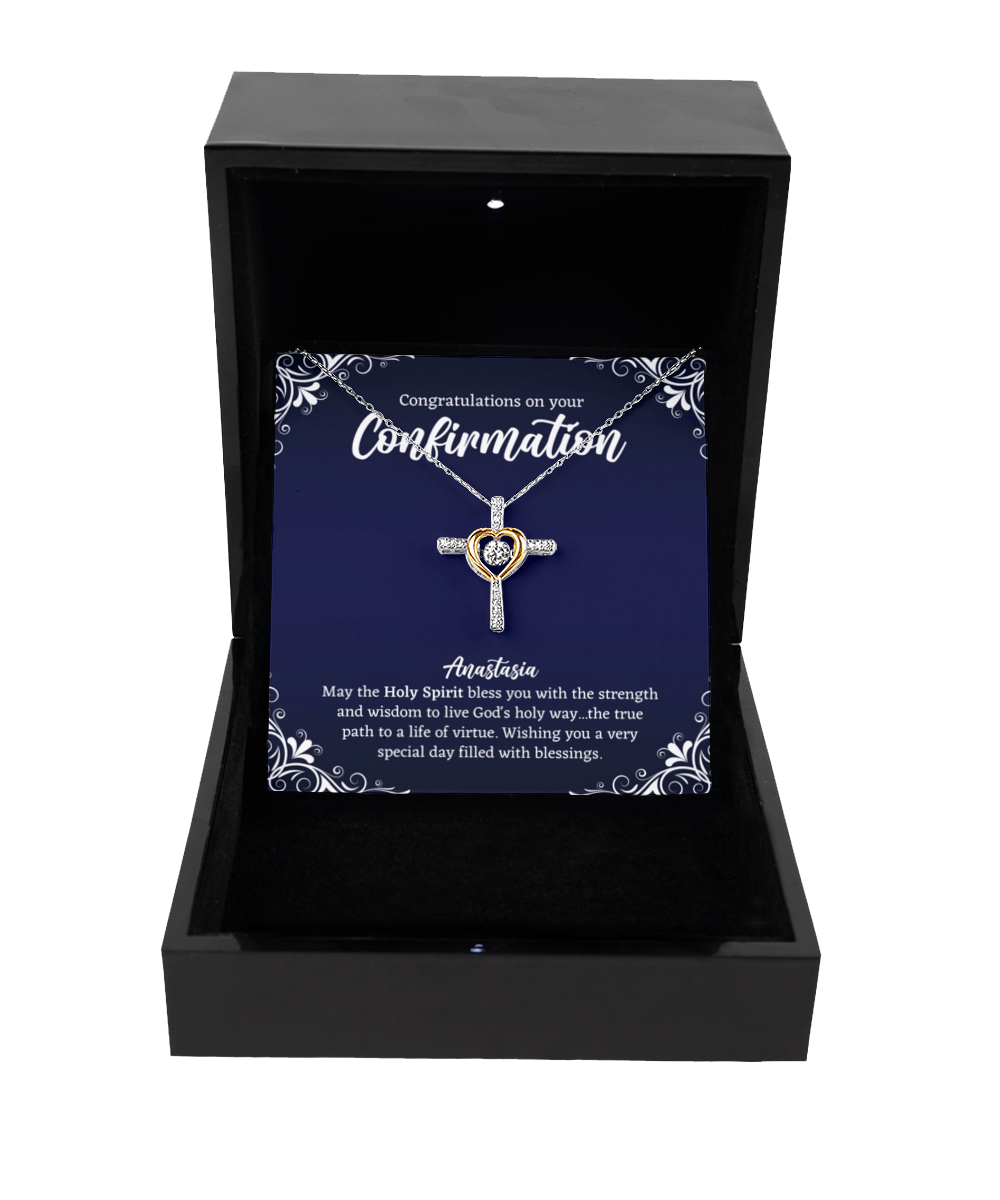 Confirmation Cross Necklace - Personalized Confirmation Gifts for Daughter, Niece, Teen Girls, Women - Confirmation Jewelry - Catholic Gift Necklace Luxury Box w/LED