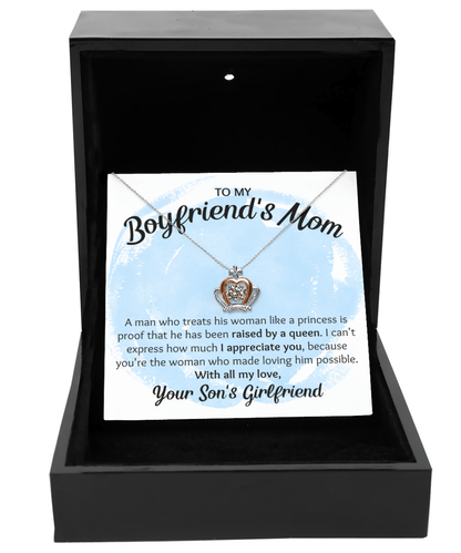 Boyfriend Mom Gifts from Girlfriend, To My Boyfriend Mom Necklace, Mothers Day Gifts for Boyfriend’s Mom, Christmas Gift for Boyfriend Mom Luxury LED Box
