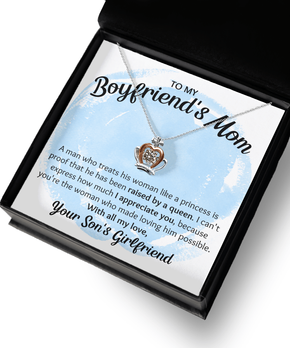 Boyfriend Mom Gifts from Girlfriend, To My Boyfriend Mom Necklace, Mothers Day Gifts for Boyfriend’s Mom, Christmas Gift for Boyfriend Mom Standard Box