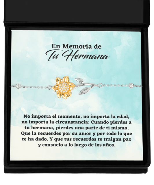 En Memoria de Tu Hermana - Gift for Loss of Sister en Español - Regalo Conmemorativo - Regalo de Duelo por la Muerte de una Hermana Sunflower Bracelet