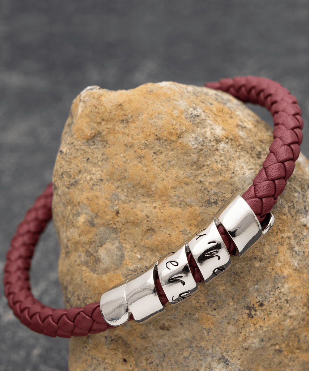 Gift for Son Vegan Leather Bracelet - Graduation Gift for Son - Son Birthday Gift- Son Wedding Gift - Motivational Gifts for Son