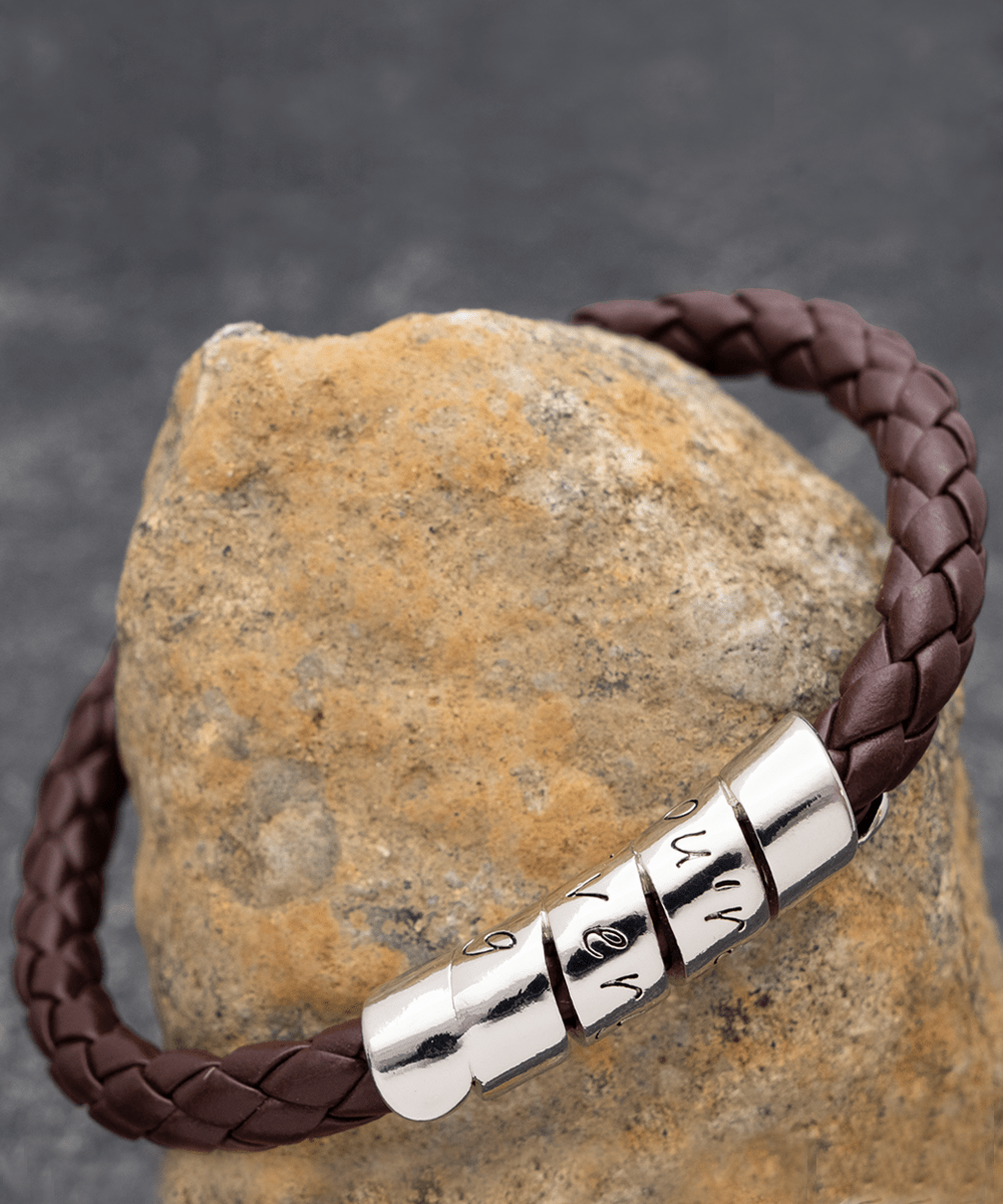 Gift for Son Vegan Leather Bracelet - Graduation Gift for Son - Son Birthday Gift- Son Wedding Gift - Motivational Gifts for Son