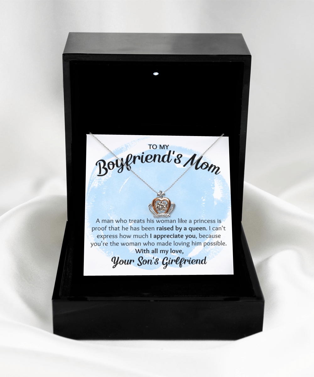 Boyfriend Mom Gifts from Girlfriend, To My Boyfriend Mom Necklace, Mothers Day Gifts for Boyfriend’s Mom, Christmas Gift for Boyfriend Mom