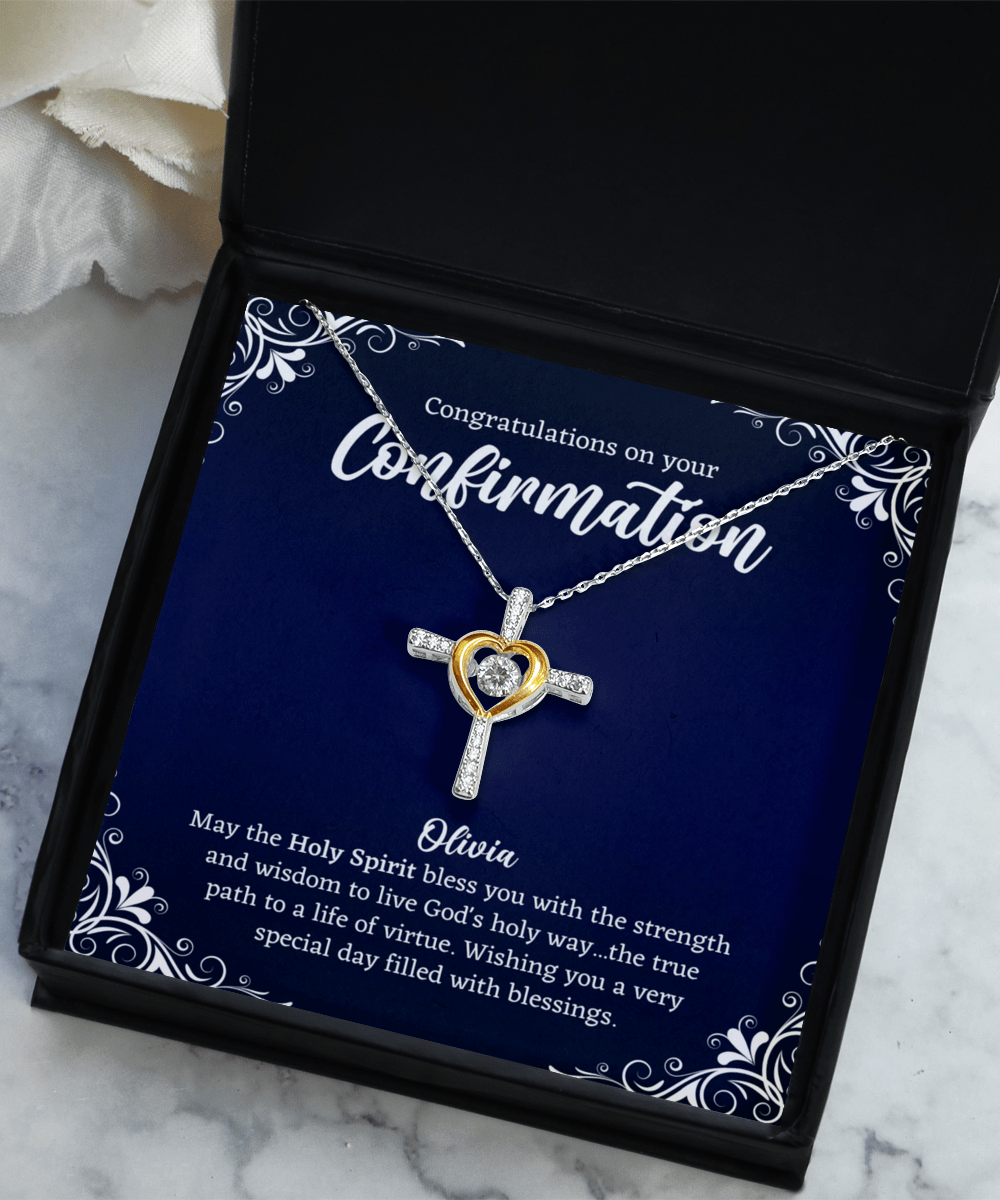 Confirmation Cross Necklace - Personalized Confirmation Gifts for Daughter, Niece, Teen Girls, Women - Confirmation Jewelry - Catholic Gift Necklace